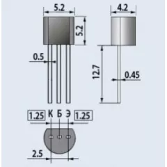Транзистор биполярный КТ503А (марк. темно-красная точка) h21-40-120 , 40V , 0.15A  , 5мГц  /N-P-N/ TO92 - Кремниевые - Радиомир Саратов