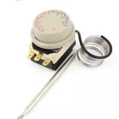 Терморегулятор для холодильника капиллярный 3pin -0-35 +0+35*C TR(TW)711/NII 16(2)A-250-380VAC, Lк=1500мм, для холодильника, 45х35х25мм (Терморегулятор WZC (-35+35C) сручкой) ручка со шкалой - Терморегуляторы (Термостаты)  3PIN - Радиомир Саратов