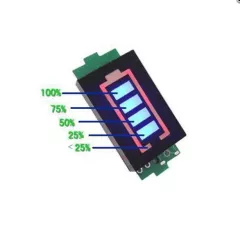 Индикатор заряда Li-ion батареи 4S 13,2V-16,8V; графическая шкала-4 сегмента(1сег.-13,2V/2сег.-14V/3сег.-14,8V/ 4сег-15,6V); габар:31x20x7мм - Индикация заряда аккумуляторов - Радиомир Саратов