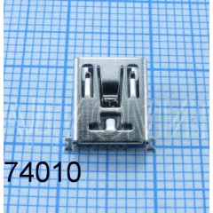 Разъем - гнездо miniUSB-B (5pin) на плату Горизонт.исполн; поверхност.монтаж (5 контактов- SMD/ 4 установоч.лепестка: 2- DIP; 2-SMD) края перед.торца- ровные (дл=9мм/шир=7мм) ( Mini USB-5S2 №135 ) -  5pin - Радиомир Саратов