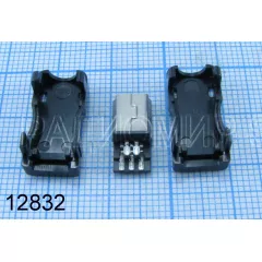 Разъем - штекер miniUSB-B (5 pin) на кабель С корпусом ( Прямой, Черный )  ( инд-13. Mini usb-5PF/ FB ) -  5pin - Радиомир Саратов