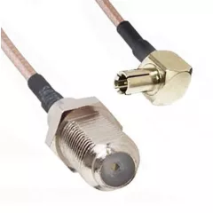Антенный кабель-переходник TS9 (штекер угл) на F- гнездо (без штыря внешн. резьба, прямой) USB модем HUAWEI  (кабель 15см) (ПИГТЕЙЛ) - Пигтейлы, CRC9/TS9-разъемы, переходники (для GSM модемов) - Радиомир Саратов