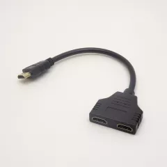 Разветвитель HDMI  v.1.4 1Вход (HDMI штек). - 2Выхода (HDMI гнездо) (переходник) на кабеле L =25см; контакты: GOLD - Разветвители HDMI (делители сигнала) - Радиомир Саратов