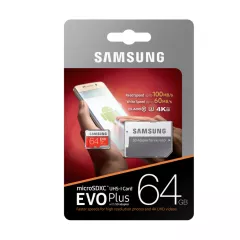 Flash card micro SDHC 64GB (class10)(+ адаптер SD) SAMSUNG EVO+ U3 4K (скорость чтения/записи: 100/60MB/s, с адаптером SD) - Карты памяти SD, microSD, USB флешки - Радиомир Саратов