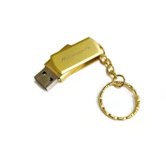 Flash drive USB 2.0   64GB "MICRODATA"; Скорость чтения данных:18 MB/s/ Скорость записи данных:10 MB/s; Цвет: серебристый/золотой; Материал: металл, с брелком - Карты памяти SD, microSD, USB флешки - Радиомир Саратов