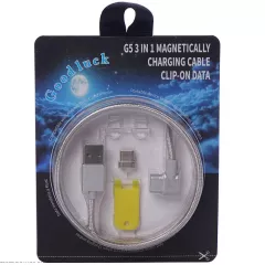 КАБЕЛЬ USB-AM / USB x Type-C (штекер угловой) магнитный 1.0М;  Круглый; d=3.5мм; цв: серый - 1.0M - Радиомир Саратов