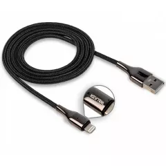 КАБЕЛЬ  USB-AM / Lighting (штекер) WALKER C725  2.4А прорезиненная оплетка 1.0М  Круглый; d=3.5мм  ЧЕРНЫЙ - USB-AM x microUSB - Радиомир Саратов