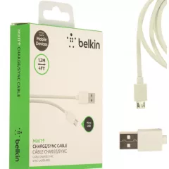 КАБЕЛЬ USB-AM / microUSB (штек.5pin)  ver.2.0  1,2м  "Belkin" MR46m  Круглый; d=3,5мм; цв: Белый; в коробке - USB-AM x microUSB - Радиомир Саратов