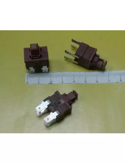 Кнопка прямоугольная для пылесоса, 4pin, OFF-ON, AC 220/250V 10A, под клеммы 4.8мм, 19x13x14мм, нормально разомкнут, корпус: коричневый (KAN-L5) - Кнопки для пылесоса - Радиомир Саратов