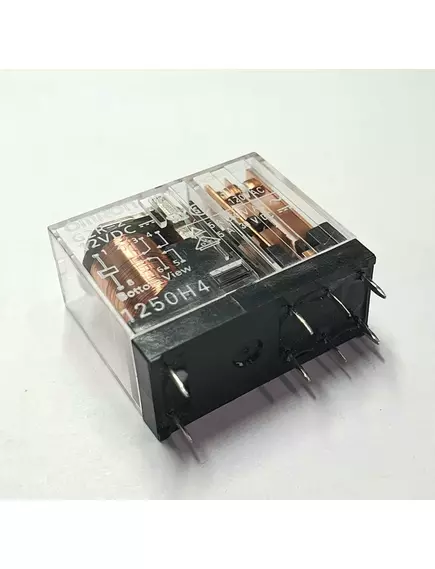 Реле э/м DC12V 5A 8pin, пайка (PCB), Контакты: 2 перекл.группы (2С) (5A/30VDC; 5A/250VAC) 29x12x25мм (OMRON G2R-2 12VDC ) 2 независимые группы, прозрачный корпус -  5A/12VDC (ток /раб.напряж. реле) - Радиомир Саратов