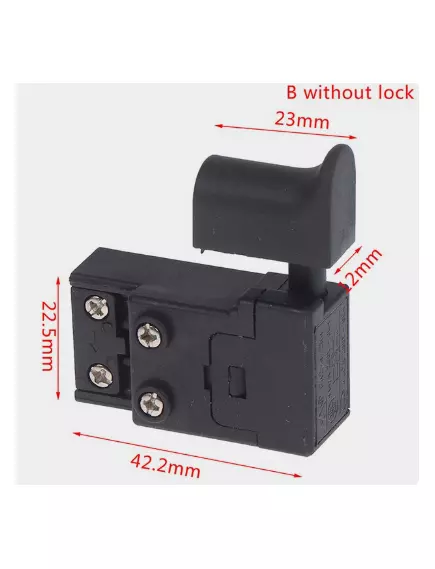 Пусковая кнопка Для электроинструмента, 4pin, AC 220/250V 6A, под винт, 22,5x12x42,2мм, толкатель: черный, корпус: черный (FA2-4/2W4, FA2-4/2W4) - Кнопки для Электроинструмента - Радиомир Саратов