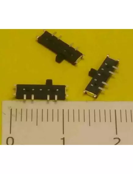 Микропереключатель CB-2P 4 PIN ON-ON на 2 положен. (10x1,2x2,8мм) толкатель (h1,2х1,2х1 мм) SMD горизонт. монтаж, корп. метал.№3 - Движковые/Ползунковые - Радиомир Саратов