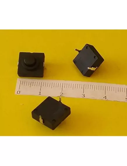 Кнопка квадратная для фонарика, 2pin, OFF-ON, AC 220/250V 0.5A, под пайку, 12x12x6,5мм, нормально разомкнут, корпус: черный (PBS-2) - Кнопки для фонариков - Радиомир Саратов
