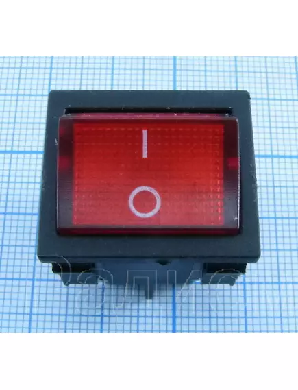 Клавишный переключатель прямоугольный автомобильный, 4pin, 2xON-OFF, 12V 6A, подсв.:красный (U:3V), 22x19мм, Фланец: 24х21мм, IP55 (KCD2-501/4PN, Sc-727) - Прямоугольный "широкий" - Радиомир Саратов