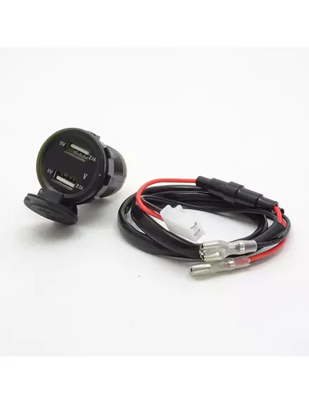 АДАПТЕР USB х 2 (2.1A max) (Цвет подсветки Красный) с ВОЛЬТМЕТРОМ "TDS TS-CAU49" для зарядки в Авто; монтаж в панель,врезной, d=28 мм ( с гайкой ); Uпит:12-24V DC; вых: 5V 2A; 2pin ( 2 клеммы: 6,3мм ) для подключ; +защитная заглушка - Зарядные устройства в АВТО (круглые врезные) - Радиомир Саратов