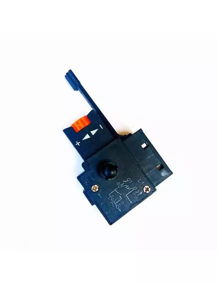 Пусковая кнопка Для электроинструмента, 4pin, AC250V, 4A, под винт, 41x16x29мм, толкатель: черный+оранжевый, корпус: черный, 2М/5А Реверс FA2-4/1ВЕК с кнопкой фиксации, регулятором скорости, реверс - Кнопки для Электроинструмента - Радиомир Саратов
