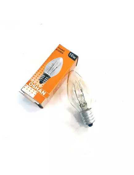 Лампа накаливания E12 10W 220V d=22мм, колба=39мм, Цв.колбы: прозрачная (для подсветки холодильника) (цоколь E12) / OSHAN - Лампы накаливания (подсветка) - Радиомир Саратов