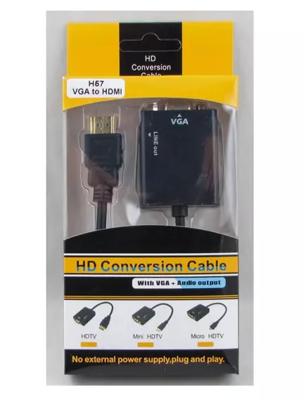 КОНВЕРТЕР SVGA в HDMI (In:VGA-Гнездо (video)+Джек-3,5мм (audio) Out: HDMI Штекер VGA-HDMI+AUX H-57 1080p - SVGA в HDMI конверторы - Радиомир Саратов
