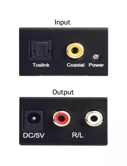 КОНВЕРТЕР DIGITAL - ANALOG (ЦАП) (Питание от USB!!) на (2RCA-звук) (Input:COAXIAL+Toslink OPTICAL; Out: 2RCA (R+L); DC 5V  габ: Размер: 50 х 42 х 22 мм; - звук DIGITAL в ANALOG (ЦАП) конверторы - Радиомир Саратов