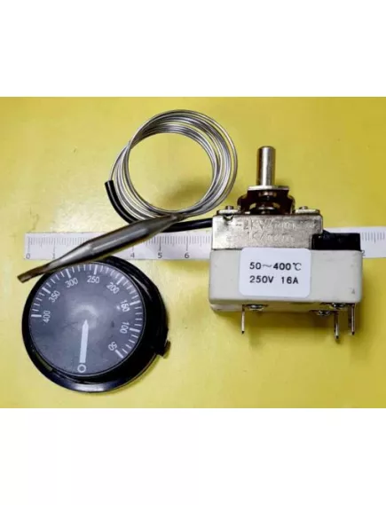 Терморегулятор капиллярный для электродуховок и электроплит 3pin 50-400C 250V AC, 16A, под клемму 6,3мм - Терморегуляторы (Термостаты)  3PIN - Радиомир Саратов