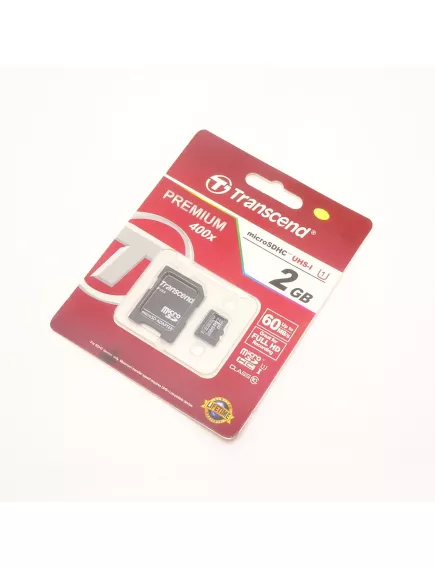 Flash card  micro SDHC 2GB (class10) (+адаптер SD) Transcend Premium 400х  UHS-I  60 MB/s  Тайвань - Карты памяти SD, microSD, USB флешки - Радиомир Саратов
