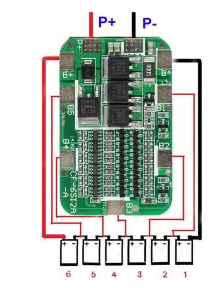 Плата PCB (защиты) для 6 Li-Ion АКБ, до 12А с Балансировкой, , для контроля заряда/ разряда CF-6S12A; рабочее напряжение: 16,8V- 25,2V; VCU-4.27V/VDD-2.3V; max ток:25A; 50х32мм, - С балансировкой - Радиомир Саратов