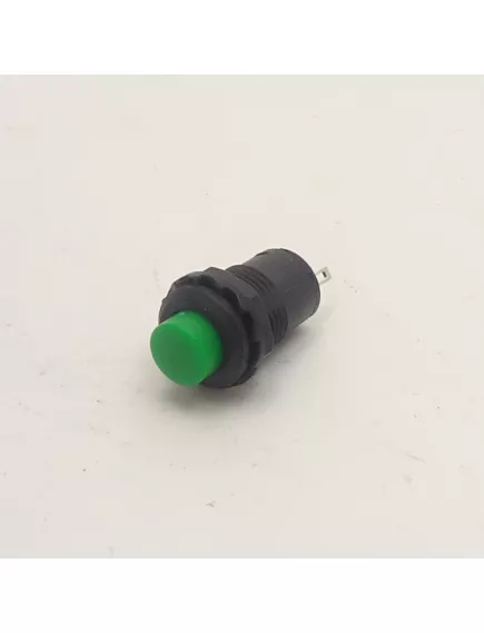 Кнопка круглая, 2pin, OFF-(ON), AC 220/250V 1.5A, d:12мм Фланец: 14мм, нормально разомкнут, корпус: зеленый (DS-227) -  1.5A - Радиомир Саратов