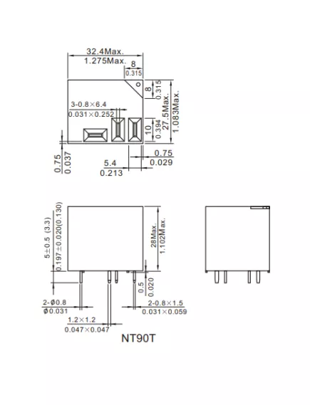 Реле э/м DC24V 40/30A 8(5+3)pin, в панель/под клеммы, Контакты: 1 перекл.группа (1С)+3pin под клеммы (30VDC/40A; 240VAC/40A (нормально разомкнутый); 240VAC/30A (нормально замкнутый)) 32x27x28мм (FORWARD NT90T-NCS-DC24V-SB-0.9) - 40А-80A/24VDC (ток /раб.напряж. реле) - Радиомир Саратов