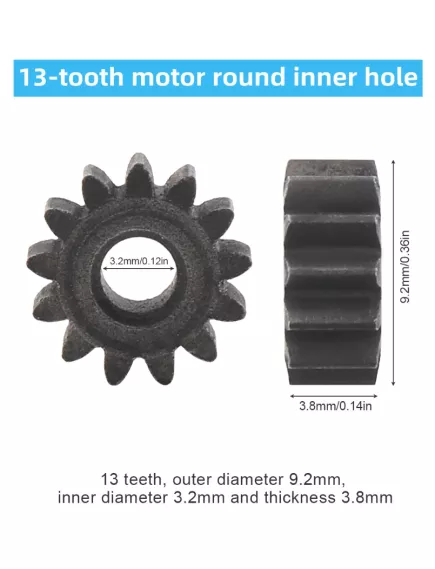 Шестерёнка для двигателя металл 9.2х3.8 1 ряд зубов ; кол-во зубов: 13 ; d=9.2мм ; толщина 3.8мм ; внутр. d=3.2мм - Шестерни для двигателей электроинструмемнта - Радиомир Саратов