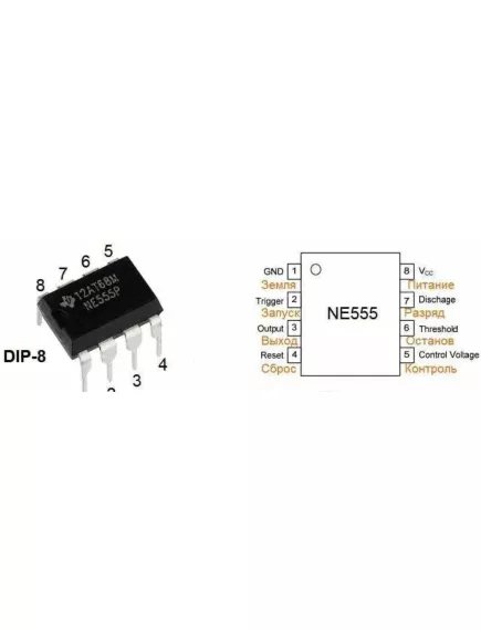 Микросхема NE555P (NE555N) (1006ВИ1) DIP8 - Микросхемы разные - Радиомир Саратов