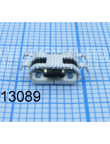Разъем - гнездо microUSB-B (5pin) на плату; ver.2.0 ОБРАТНЫЙ Гориз.исполн; врезн.монтаж (5 контактов-SMD/4 уст.лепестка- DIP) края передн.торца-загнуты (дл=5мм/шир=7мм) ( инд-№5. Micro usb B5-SD/ MicroB-5SAD, REV ) -S0700 -  5pin - Радиомир Саратов