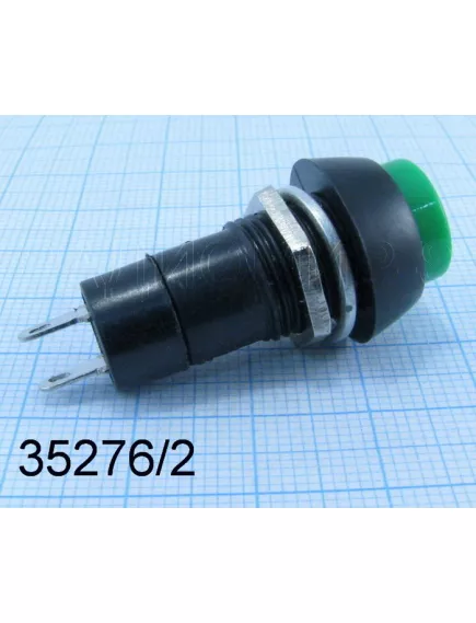Кнопка круглая, 2pin, OFF-ON, AC 220/250V 3A, нормально разомкнут, корпус: зеленый (PBS-11A, PB-305, D-208) -  3A - Радиомир Саратов