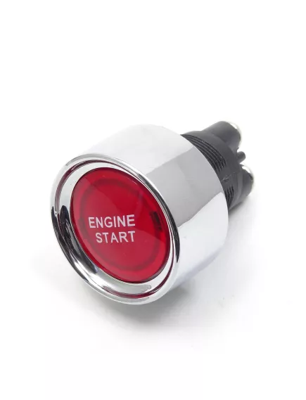 Кнопка круглая "Engine start", 3pin, OFF-(ON), 12V 50A, под винт, подсв.:красный, 46мм, d:34мм, нормально разомкнут, IP55 ( A2-23B, A2-23-S) - кнопка "СТАРТ-СТОП" - Радиомир Саратов