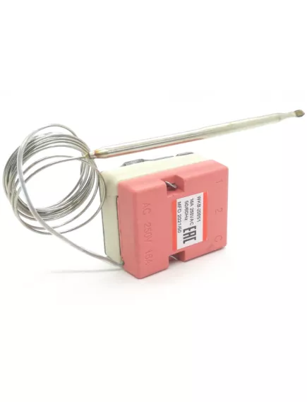 Терморегулятор капиллярный для электродуховок и электроплит 2pin 0-200C WKB-200S1 1NC 16A 250V "ESSIMA" диапазон 0...+200°C L-капиляра 1,0м - Терморегуляторы (Термостаты)  2PIN - Радиомир Саратов