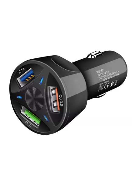 БЛОК ПИТ/ЗАРЯД УСТР АВТО 12V-32V max 7A / 3 USB-AFх3 : 1) QC3.0 - 5В/7А, 9В/1.8А, 12В/1.8А  2) 5В/2.4А  3) 5В/2.4А ;  TDS TS-CAU32  цвет: Черный; Размер: 70*36 мм  в Прикуриватель - С подсветкой без вольтметра бортовой сети - Радиомир Саратов