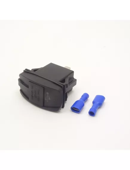 АДАПТЕР USB х 2 (2A max) для зарядки в Авто; монтаж в панель, прямоугольный, врезной, ВШГ- 35х 20 х30 мм, с защёлками, подсветка зелёная Uпит:12-24v DC; вых: 5V 3.1A; 2pin (2 клеммы: 6,3мм) для подключ; +защитная заглушка. - Зарядные устройства в АВТО (прямоугольные  врезные) - Радиомир Саратов