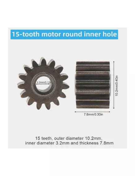 Шестерёнка для двигателя металл 10.2х7.8 1 ряд зубов ; кол-во зубов: 15 ; d=10.2мм ; толщина 7.8мм ; внутр. d=3.2мм - Шестерни для двигателей электроинструмента - Радиомир Саратов