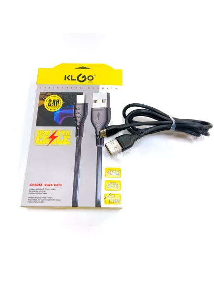 КАБЕЛЬ USB-AM x Type-C (штекер) 1.0М "S-73 KLGO" 2.4A  (высокоскоростной кабель); круглый; материал оплётки:силикон; круглый; цвет: черный - без подсветки - Радиомир Саратов