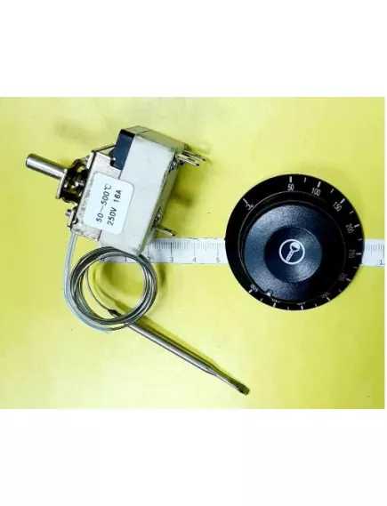 Терморегулятор капиллярный для электродуховок и электроплит 3pin 50-500С 250V AC, 16A, под клемму 6,3мм (WZA-500E) с рукояткой - Терморегулятор клеммы:Нижнее подключение - Радиомир Саратов