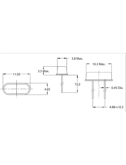 Кварцевый резонатор  5.5296 MHZ 2pin <лодочка> HC49S (HC-49S) КВАРЦ, проволочн. выводы - Кварцы HC49S/HC49US (Лодочка) - Радиомир Саратов