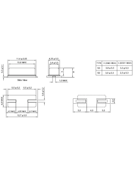 Кварцевый резонатор  8 MHZ 2pin (10мм) 20pF 30ppm <лодочка> SMD HC49SM (HC-49SMD) - Кварцы HC49SM (Лодочка SMD) - Радиомир Саратов