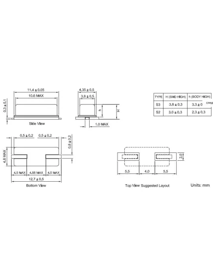 Кварцевый резонатор 10 MHZ 2pin (10мм) 16pF 30ppm <лодочка>    HC49SM/HC-49SMD - Кварцы HC49SM (Лодочка SMD) - Радиомир Саратов