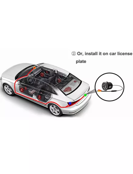 ВИДЕОкамера АВТОМОБИЛЬНАЯ CT33 LED (яркая подсветка); NTSC/PAL с парковочной разметкой/Заднего вида (зеркальная)/ d объектива=10мм; Угол обзора 120° - Автомобильные Парковочные-Заднего вида-Универсальные - Радиомир Саратов