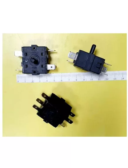 Переключатель поворотный для масляного обогревателя OFF-ON-ON 6pin (8 положений по кругу) 30х30мм, угол поворота 360°  крепеж 28мм /  Термостат рег. KDT-103 6pin, 250VAC , 16A - Переключатели поворотные для масляных обогревателей - Радиомир Саратов