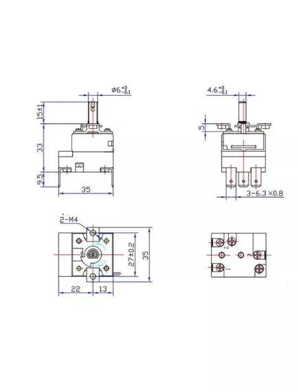 Терморегулятор капиллярный универсальный 3pin 50-270C 250V AC, 16A, под клемму 6,3мм, L=1,0м  (WZA-270E) - Терморегуляторы универсальные (обогрев., водонагрев.,жарочн. шкафы, газ. плиты, стир. маш. кондиц. ,и.т.д) - Радиомир Саратов