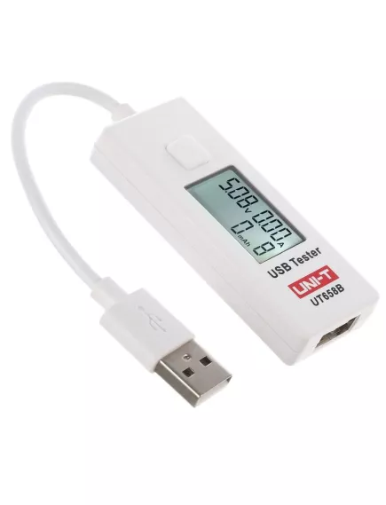 USB ТЕСТЕР напряжения и тока UT658b UNI-T U=3 -9V(10mV): A=0,01А … 3,5А (  ±1% ±5 единиц счета) Кнопка управления режимами, тестер напряжения и потребляемого тока USB устройствами,длина кабеля 10см,для тестирования мобильных устройств, аккумуляторов, пауэ - 13.USB измерители напряжения, тока, ёмкости - Радиомир Саратов