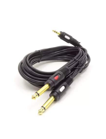 КАБЕЛЬ 3.5 ШТЕК СТЕР - 2 Х 6.35 ШТЕК МОНО  3,0м; Plastic- GOLD; 5.0x10.0мм; HI-FI PROFESSIONAL AV CABLE - 3.5mm штек.стерео x 2x6.35mm штек.моно - Радиомир Саратов