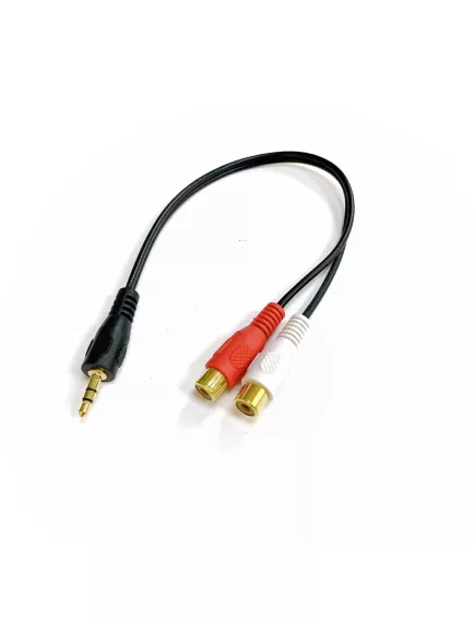 КАБЕЛЬ 3.5 ШТЕКЕР - 2RCA ГНЕЗДО 0,3М; контакты:GOLD; цвет:ЧЕРНЫЙ; PREMIER - 3.5mm штек. x 2RCA гнездо - Радиомир Саратов