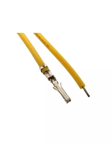 Контакт питания (гнездо) на проводе L=30см (MMF-F 3,00mm AWG24 0,3m Yellow) Желтый  (Для разъемов серии MICRO-FIT штекер) - низковольтные контакты проводом к Micro-FIT - Радиомир Саратов