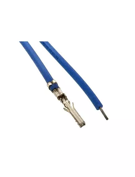 Контакт питания (гнездо) на проводе L=30см (MMF-F 3,00mm AWG24 0,3m blue) Синий  (Для разъемов серии MICRO-FIT штекер) - низковольтные контакты проводом к Micro-FIT - Радиомир Саратов